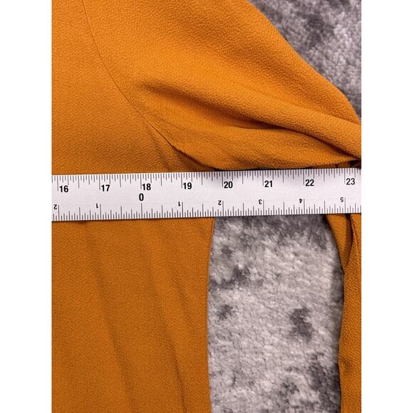 Reformation Shirt Small Womens Gold Crepe Long Sleeve Button Up Top - Picture 4 of 8